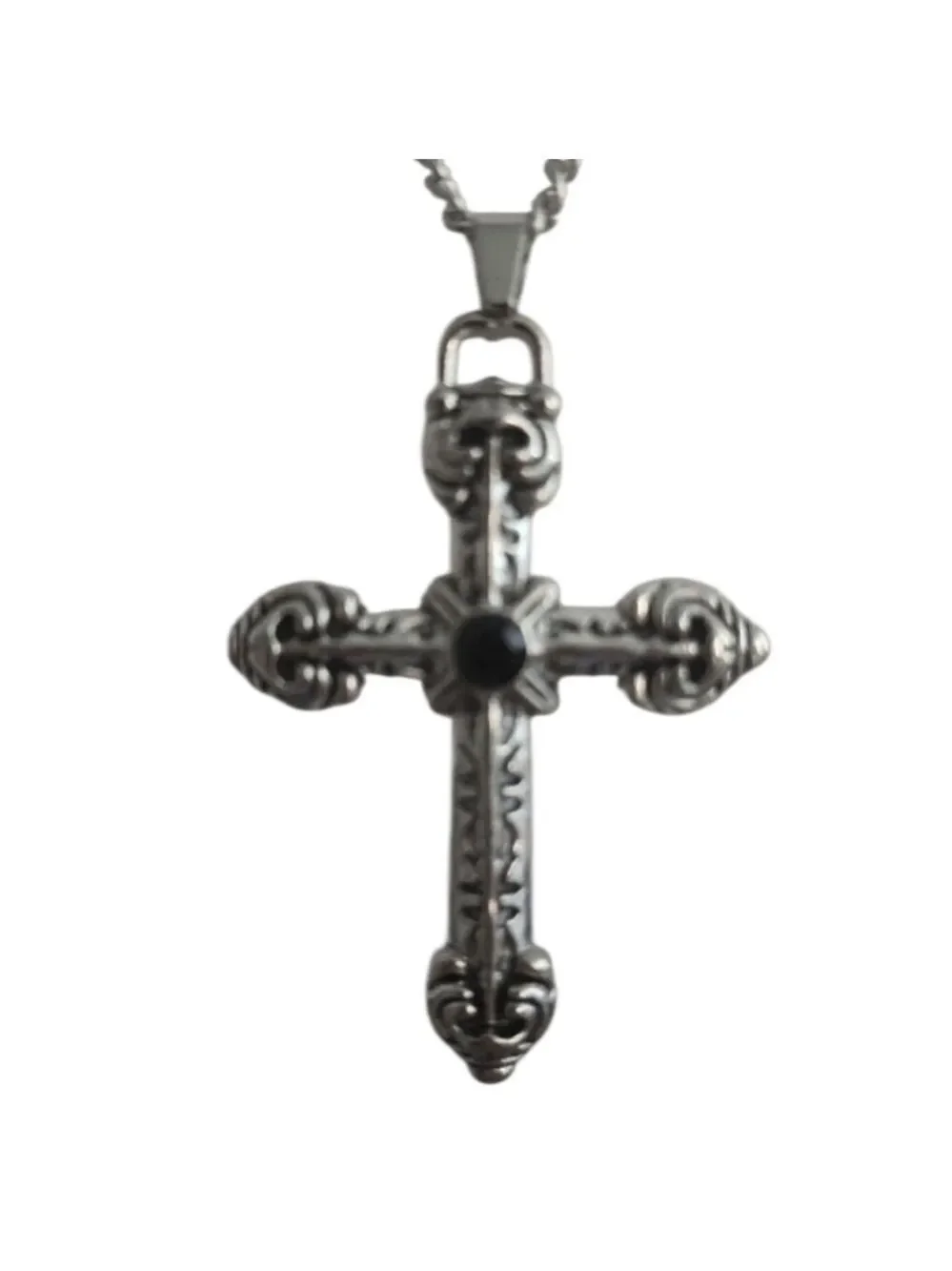 Silvertone Cross Pendant Necklace